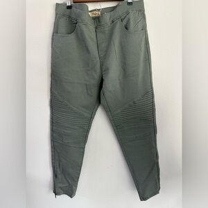 Hybrid & Company Sage Green Moto Pants 2X